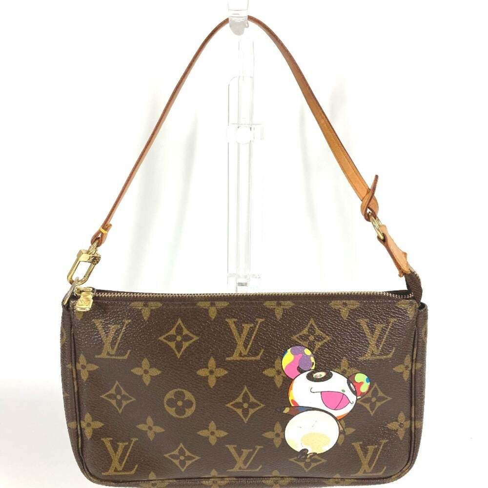 LOUIS VUITTON Authentic Brown Monogram Canvas Pochette Shoulder Bag